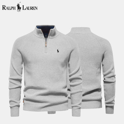 RL Zip Cable-Knit Wool Knit Sweater Gray / S RL Zip Cable-Knit Wool Knit Sweater